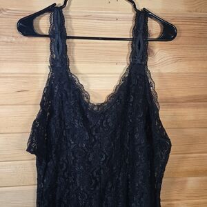 Sheer Lace Maxi Dress Nightgown Black 2XL Goth Whimsygoth Witchy Sexy Siren